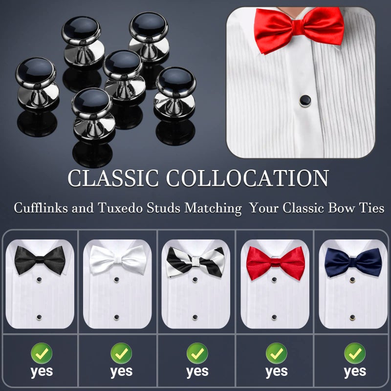 HAWSON Mens Cufflinks and Tuxedo Studs Set with Gift Box; Mens Jewelry or Accessories Suitable for Black Suit White shirts vest and Red Bow tie on Wedding or Anniversary and Birthday - Image 5